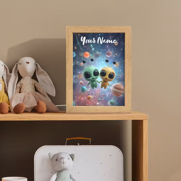 Aliens - Ruimte - Planeten Light Box met kabel (Kinderlampje) klein -sfeer2_kind