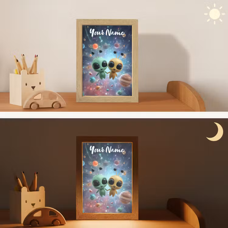 Aliens - Ruimte - Planeten Light Box met kabel (Kinderlampje) klein -sfeer3_kind
