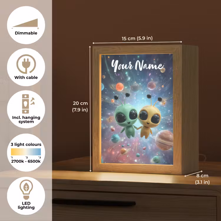 Aliens - Ruimte - Planeten Light Box met kabel (Kinderlampje) klein -USP_EN