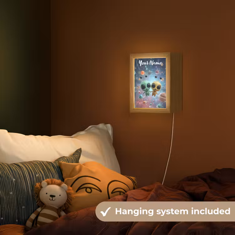 Aliens - Ruimte - Planeten Light Box met kabel (Kinderlampje) klein -sfeer5_kind_EN