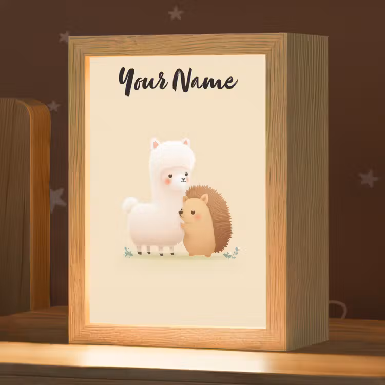 Alpaca - Egel - Bruin - Knuffelen Light Box met kabel (Kinderlampje) klein -zzz_3d_website