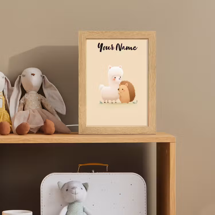 Alpaca - Egel - Bruin - Knuffelen Light Box met kabel (Kinderlampje) klein -sfeer2_kind