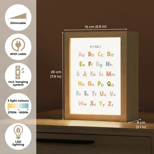 Alfabet - Educatief - Kleuren - Letters leren voor kinderen Light Box met kabel (Kinderlampje) klein -USP_EN