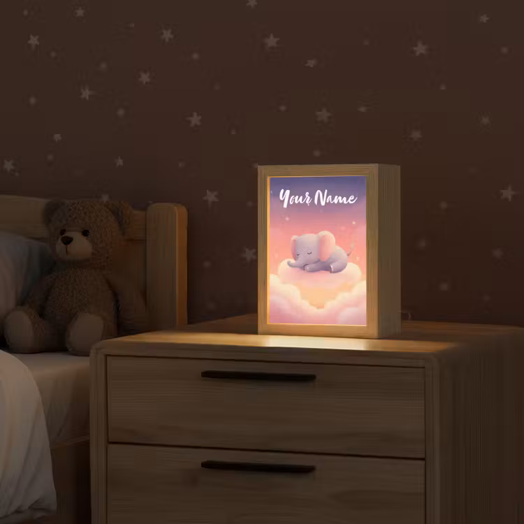 Dier - Roze - Wolken Light Box met kabel (Kinderlampje) klein -sfeer1_kind