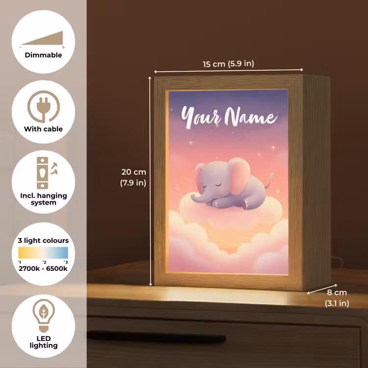 Dier - Roze - Wolken Light Box met kabel (Kinderlampje) klein -USP_EN