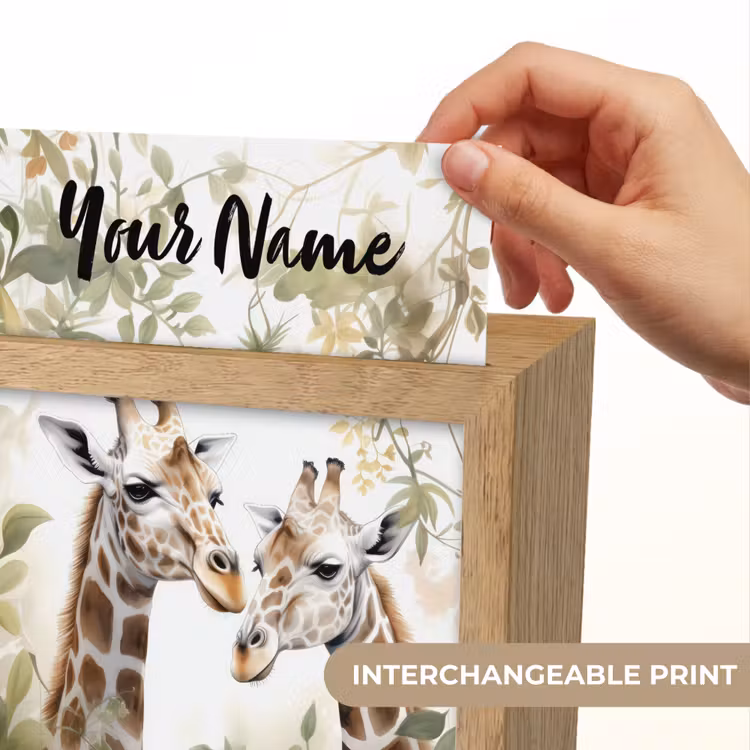 Dieren - Giraffe - Bladeren - Kinderen Light Box met kabel (Kinderlampje) klein -USP_websiteprintEN
