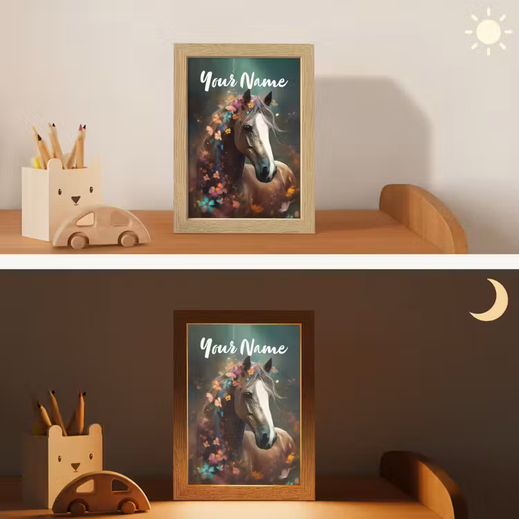 Dieren - Paard - Natuur - Vlinder - Bloemen Light Box met kabel (Kinderlampje) klein -sfeer3_kind