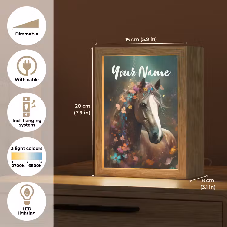 Dieren - Paard - Natuur - Vlinder - Bloemen Light Box met kabel (Kinderlampje) klein -USP_EN