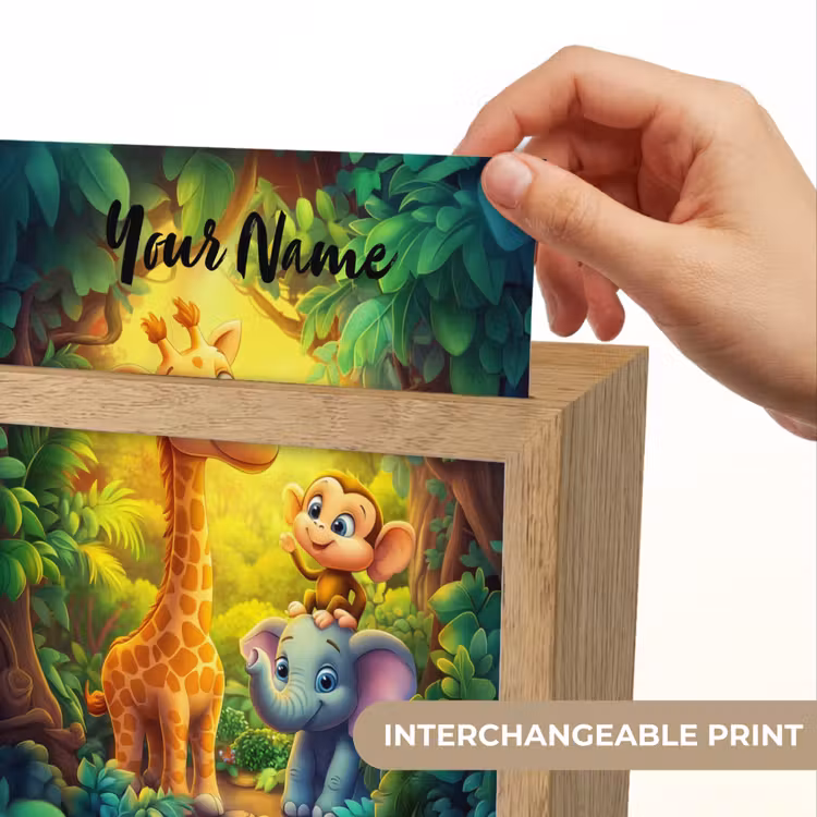 Dieren - Jungle - Giraf - Olifant - Aapje Light Box met kabel (Kinderlampje) klein -USP_websiteprintEN