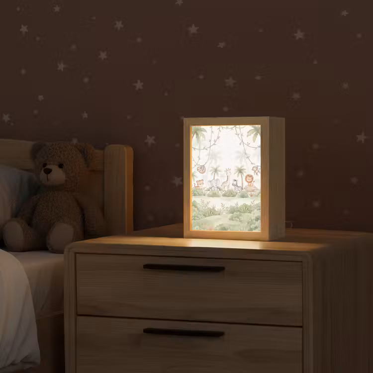 Dieren - Jungle - Pastel Light Box met kabel (Kinderlampje) klein -sfeer1_kind
