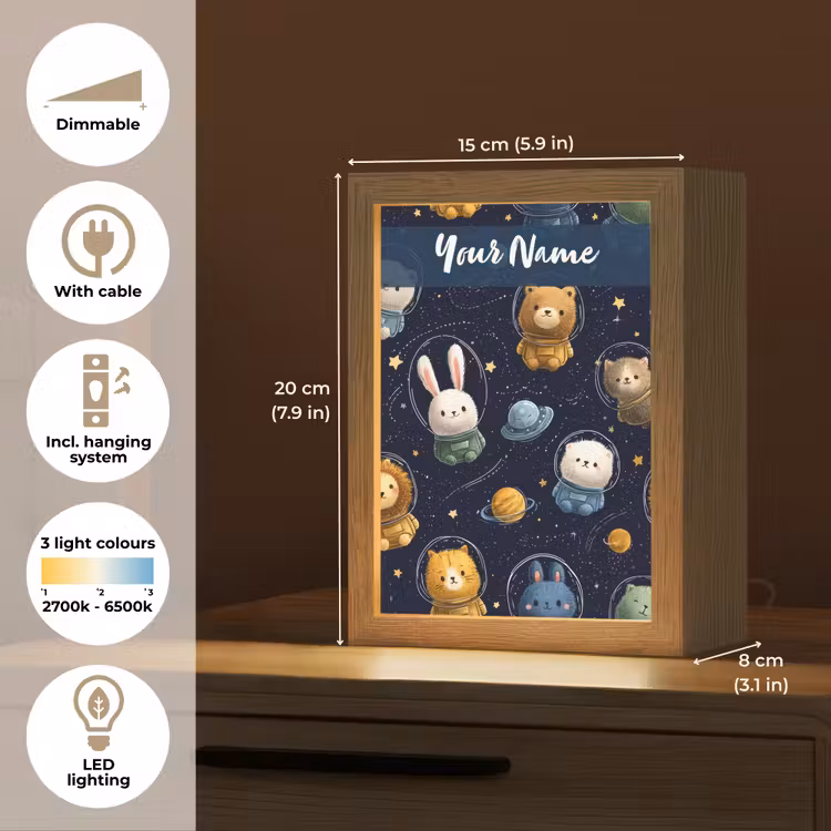 Dieren - Sterrenhemel - Ruimte Light Box met kabel (Kinderlampje) klein -USP_EN