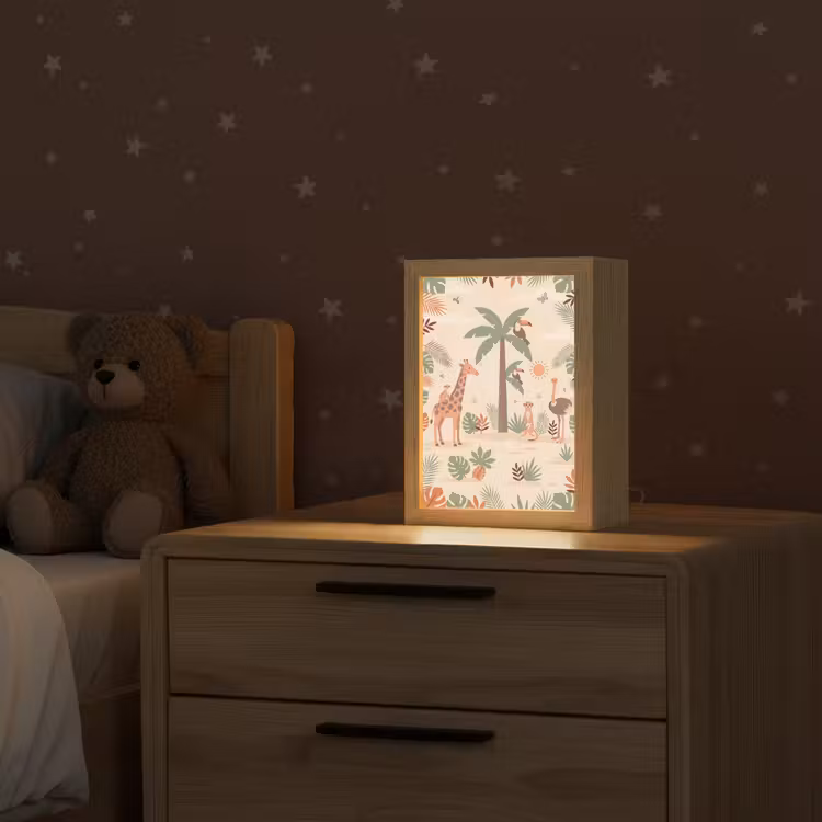 Dieren - Tropisch - Safari - Kleurrijk Light Box met kabel (Kinderlampje) klein -sfeer1_kind
