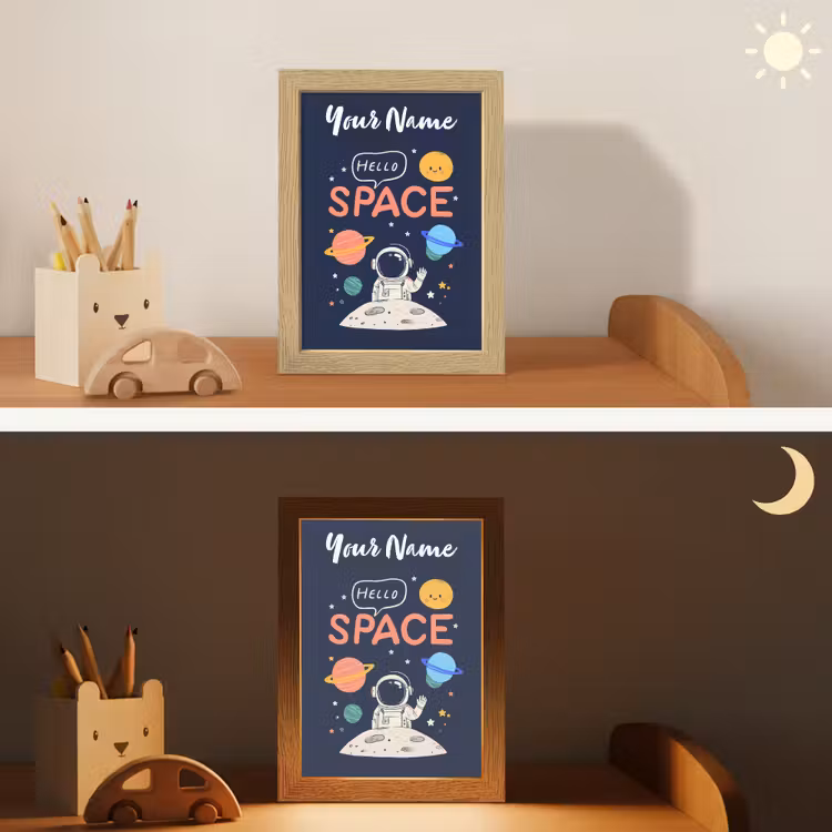 Astronaut - Ruimte - Planeten Light Box met kabel (Kinderlampje) klein -sfeer3_kind
