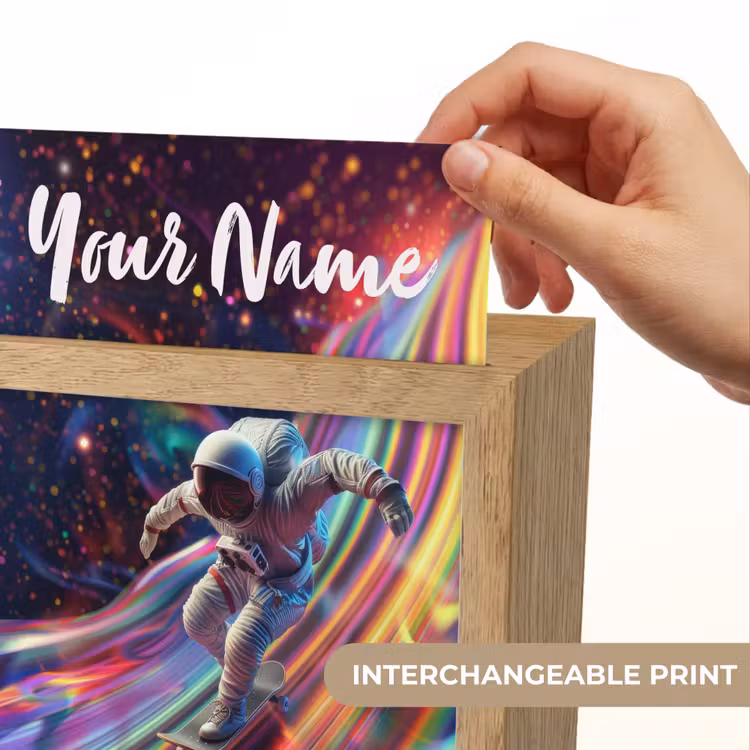 Astronaut - Ruimte - Skateboard - Kleurrijk Light Box met kabel (Kinderlampje) klein -USP_websiteprintEN
