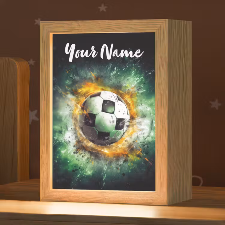 Bal - Voetbal - Groen - Oranje - Rook Light Box met kabel (Kinderlampje) klein -zzz_3d_website