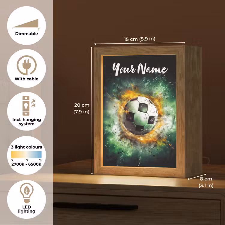 Bal - Voetbal - Groen - Oranje - Rook Light Box met kabel (Kinderlampje) klein -USP_EN