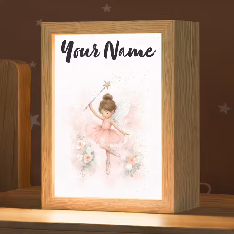 Ballerina - Fee - Bloemen - Roze Light Box met kabel (Kinderlampje) klein -zzz_3d_website