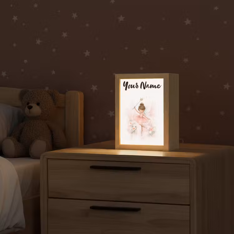 Ballerina - Fee - Bloemen - Roze Light Box met kabel (Kinderlampje) klein -sfeer1_kind
