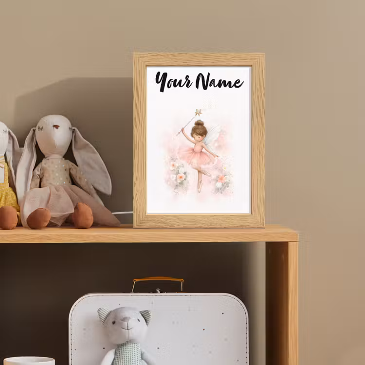 Ballerina - Fee - Bloemen - Roze Light Box met kabel (Kinderlampje) klein -sfeer2_kind