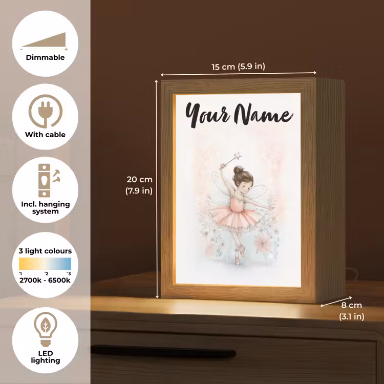 Ballerina - Fee - Roze Light Box met kabel (Kinderlampje) klein -USP_EN