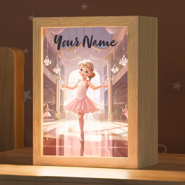 Ballerina - Meisjes - Roze - Kinderen Light Box met kabel (Kinderlampje) klein -zzz_3d_website