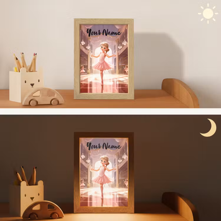 Ballerina - Meisjes - Roze - Kinderen Light Box met kabel (Kinderlampje) klein -sfeer3_kind