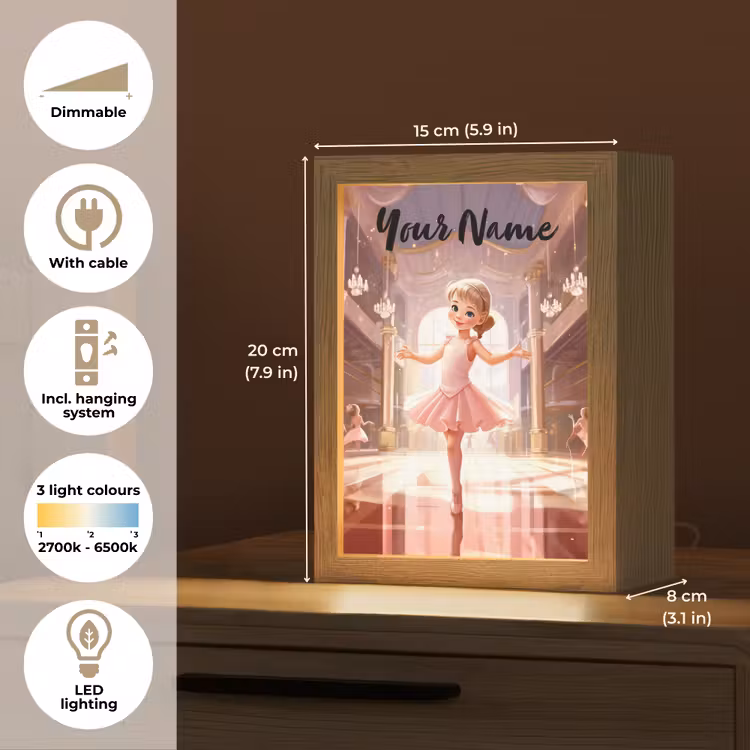 Ballerina - Meisjes - Roze - Kinderen Light Box met kabel (Kinderlampje) klein -USP_EN