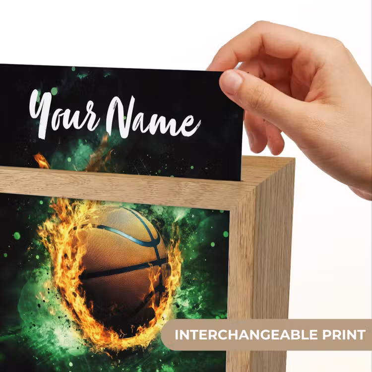 Basketbal - Vuur - Vlammen - Groen Light Box met kabel (Kinderlampje) klein -USP_websiteprintEN