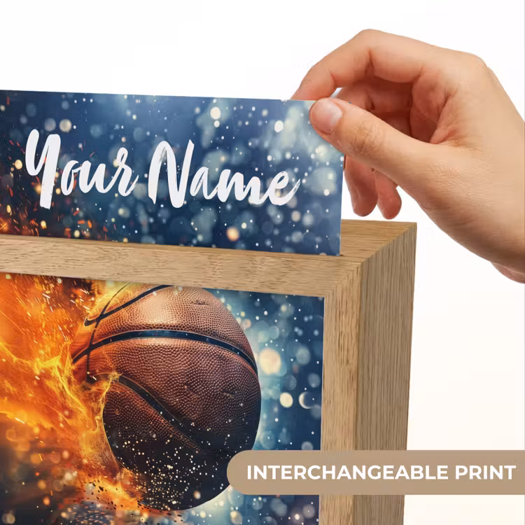 Basketbal - Vuur - Sport - Blauw - Oranje Light Box met kabel (Kinderlampje) klein -USP_websiteprintEN
