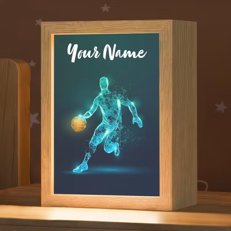 Basketbalspeler - Digitaal - Groen - Blauw Light Box met kabel (Kinderlampje) klein -zzz_3d_website