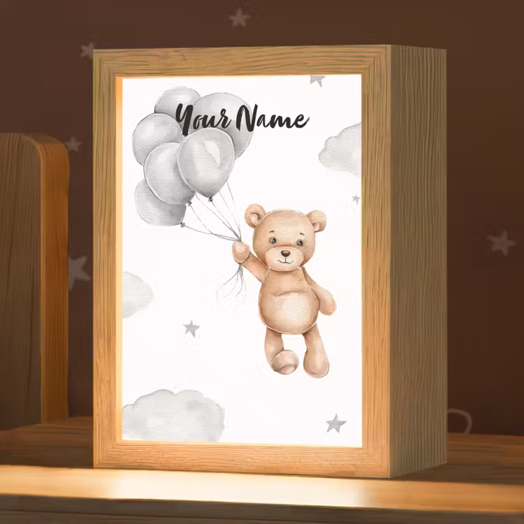 Beer - Ballonen - Sterren - Kinderen Light Box met kabel (Kinderlampje) klein -zzz_3d_website