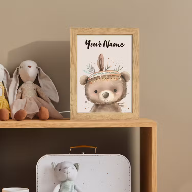 Beer - Boho - Indianentooi - Dieren Light Box met kabel (Kinderlampje) klein -sfeer2_kind