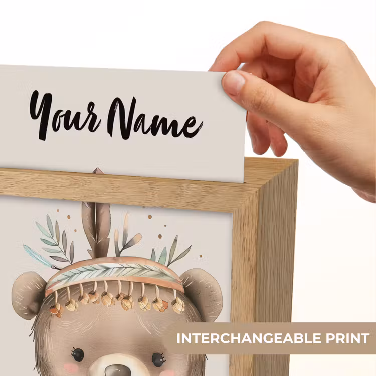 Beer - Boho - Indianentooi - Dieren Light Box met kabel (Kinderlampje) klein -USP_websiteprintEN