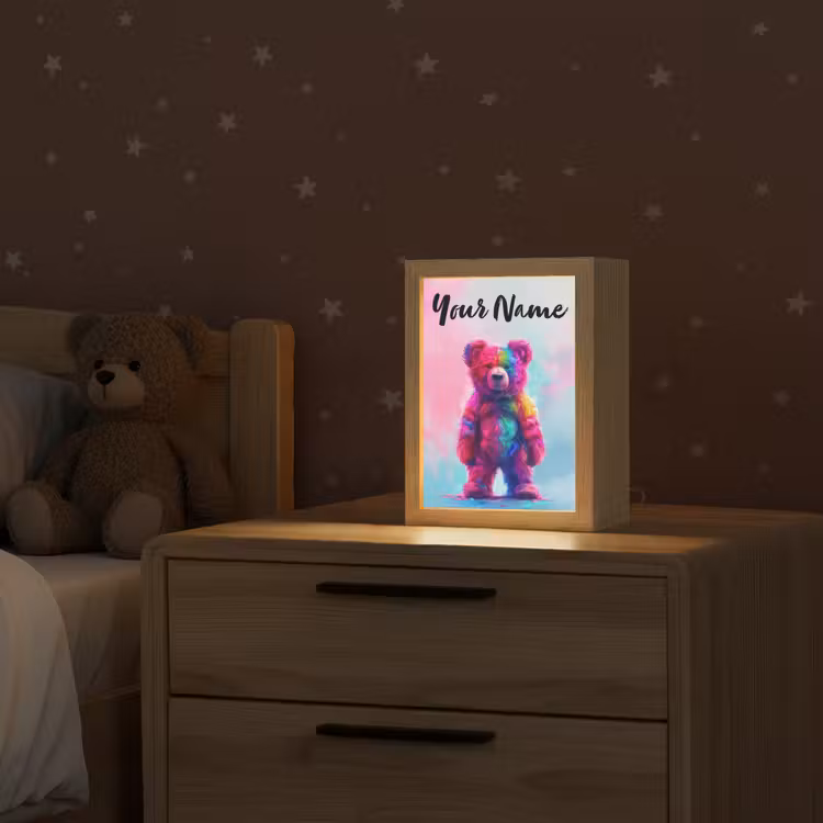 Beer - Kleurrijk - Dier Light Box met kabel (Kinderlampje) klein -sfeer1_kind