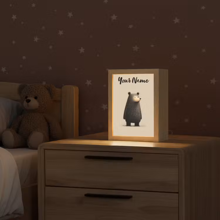 Beer - Donkerbruin - Minimalistisch Light Box met kabel (Kinderlampje) klein -sfeer1_kind