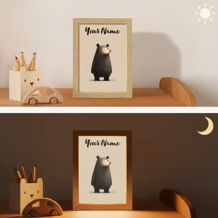 Beer - Donkerbruin - Minimalistisch Light Box met kabel (Kinderlampje) klein -sfeer3_kind