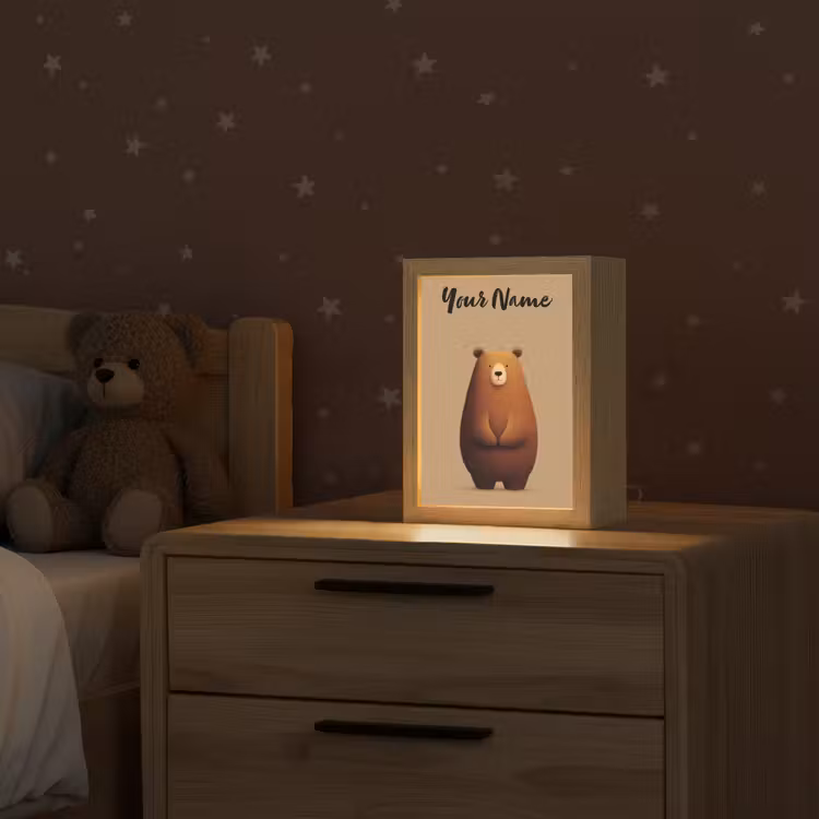 Beer - Minimalistisch - Bruin Light Box met kabel (Kinderlampje) klein -sfeer1_kind
