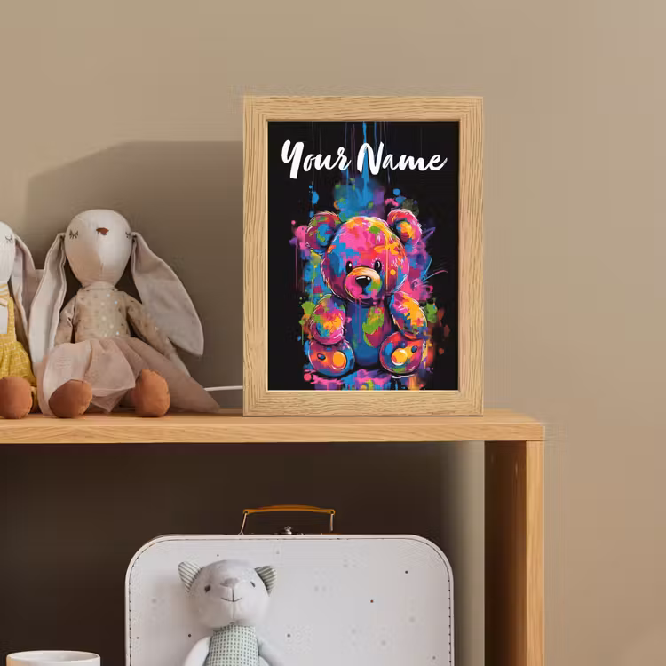 Beer - Verf - Kleurrijk - Knuffeldier Light Box met kabel (Kinderlampje) klein -sfeer2_kind