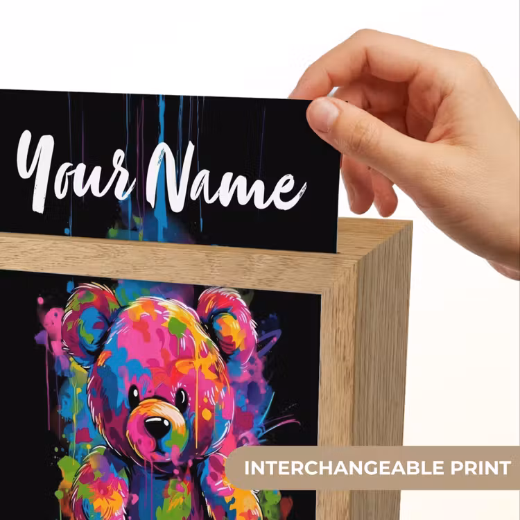Beer - Verf - Kleurrijk - Knuffeldier Light Box met kabel (Kinderlampje) klein -USP_websiteprintEN