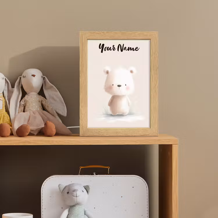 Beertje - Sneeuwvlokje - Wit - Pluizig Light Box met kabel (Kinderlampje) klein -sfeer2_kind