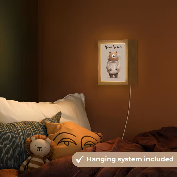 Beer - Witte bloemen - Knus Light Box met kabel (Kinderlampje) klein -sfeer5_kind_EN