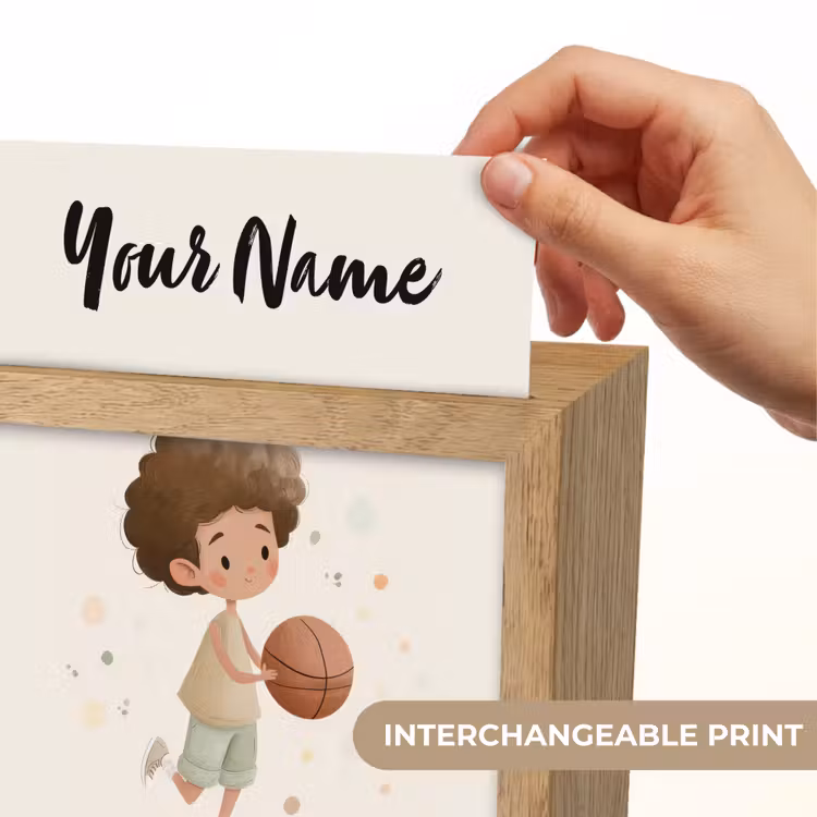 Beige - Jongen - Stippen - Basketbal Light Box met kabel (Kinderlampje) klein -USP_websiteprintEN