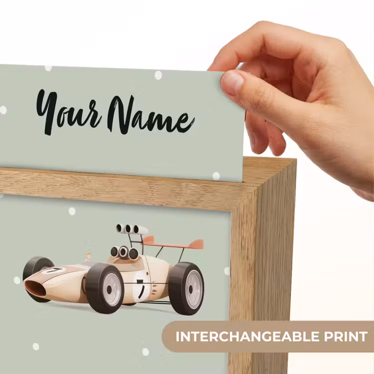 Beige - Raceauto - Stippen - Wielen Light Box met kabel (Kinderlampje) klein -USP_websiteprintEN