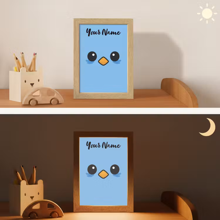 Vogel - Blauw - Gezicht Light Box met kabel (Kinderlampje) klein -sfeer3_kind