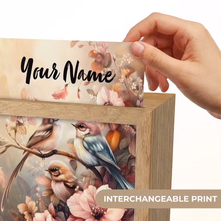 Vogels - Bloemen - Roze - Pastel Light Box met kabel (Kinderlampje) klein -USP_websiteprintEN