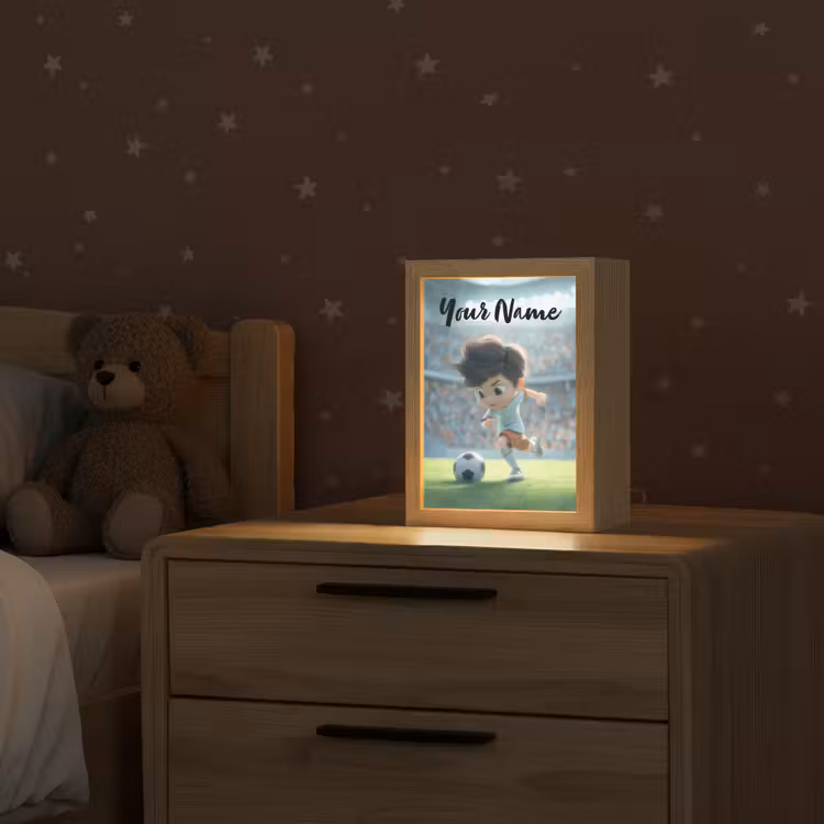 Jongen - Voetbal - Stadion - Zonlicht Light Box met kabel (Kinderlampje) klein -sfeer1_kind
