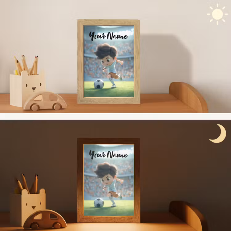 Jongen - Voetbal - Stadion - Zonlicht Light Box met kabel (Kinderlampje) klein -sfeer3_kind