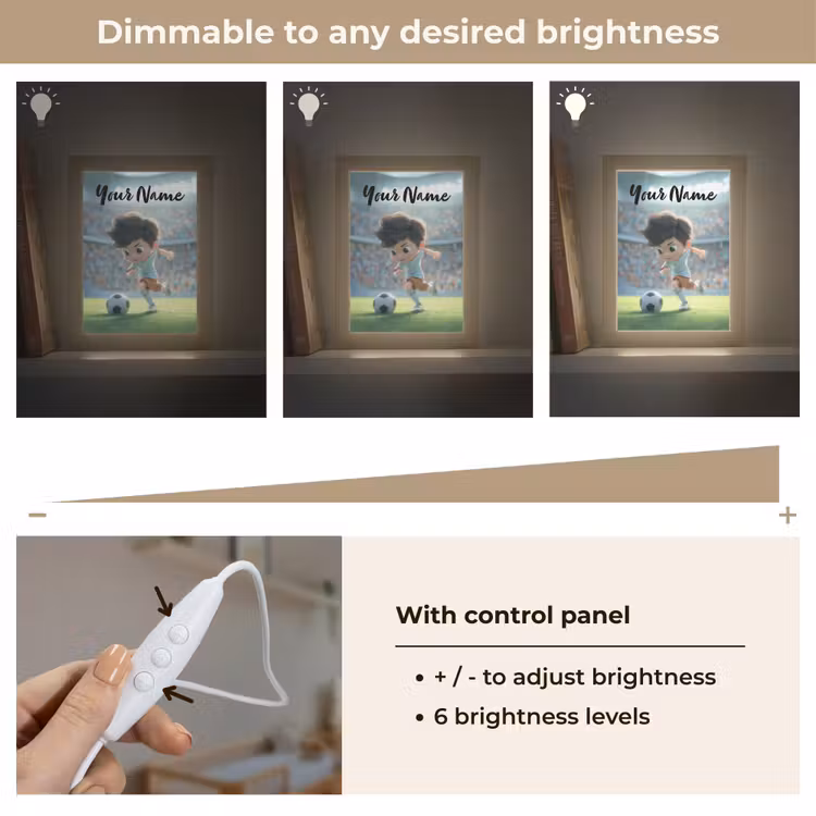 Jongen - Voetbal - Stadion - Zonlicht Light Box met kabel (Kinderlampje) klein -USP_dimbaarEN