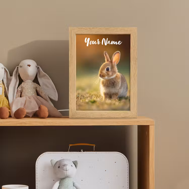 Konijntje - Bruin - Gras Light Box met kabel (Kinderlampje) klein -sfeer2_kind
