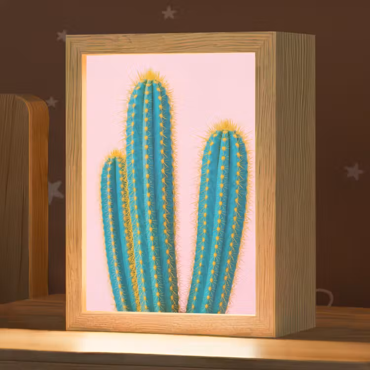 Cactussen - Modern - Pastel Light Box met kabel (Kinderlampje) klein -zzz_3d_website